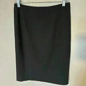 Designer black midi pencil skirt